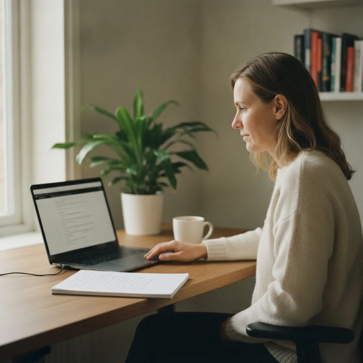 A European founder browsing an EU-Japan Centre webinar registration page on a laptop at a home-office desk